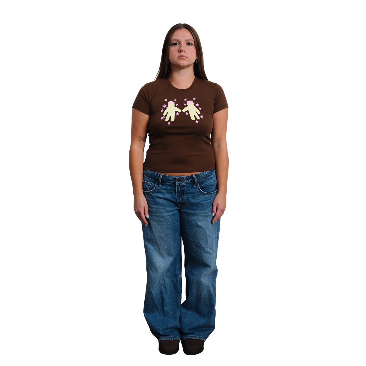 Hold My Hand Baby Tee - Brown