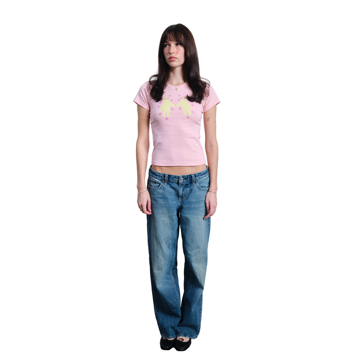 Hold My Hand Baby Tee - Pink